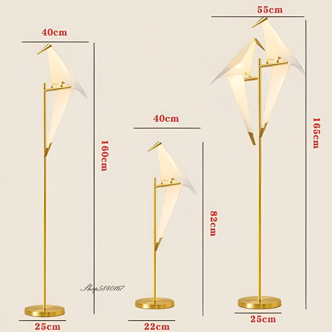 Origami Crane Brass Table & Floor Lamp