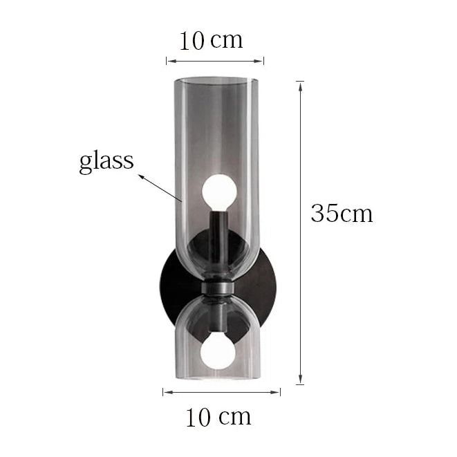 Linea Duo Glass Wall Sconce – Dual Cylinder Accent Light with Metal Base