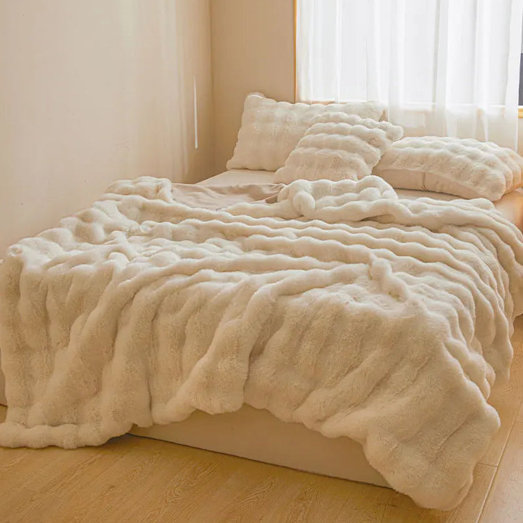 Aire Plush Faux Rabbit Fur Throw Blanket