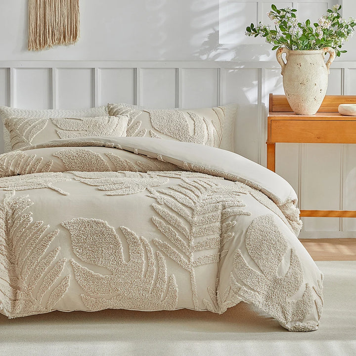 Florin Tufted Duvet Cover Set – Textured Botanical Bedding Collection
