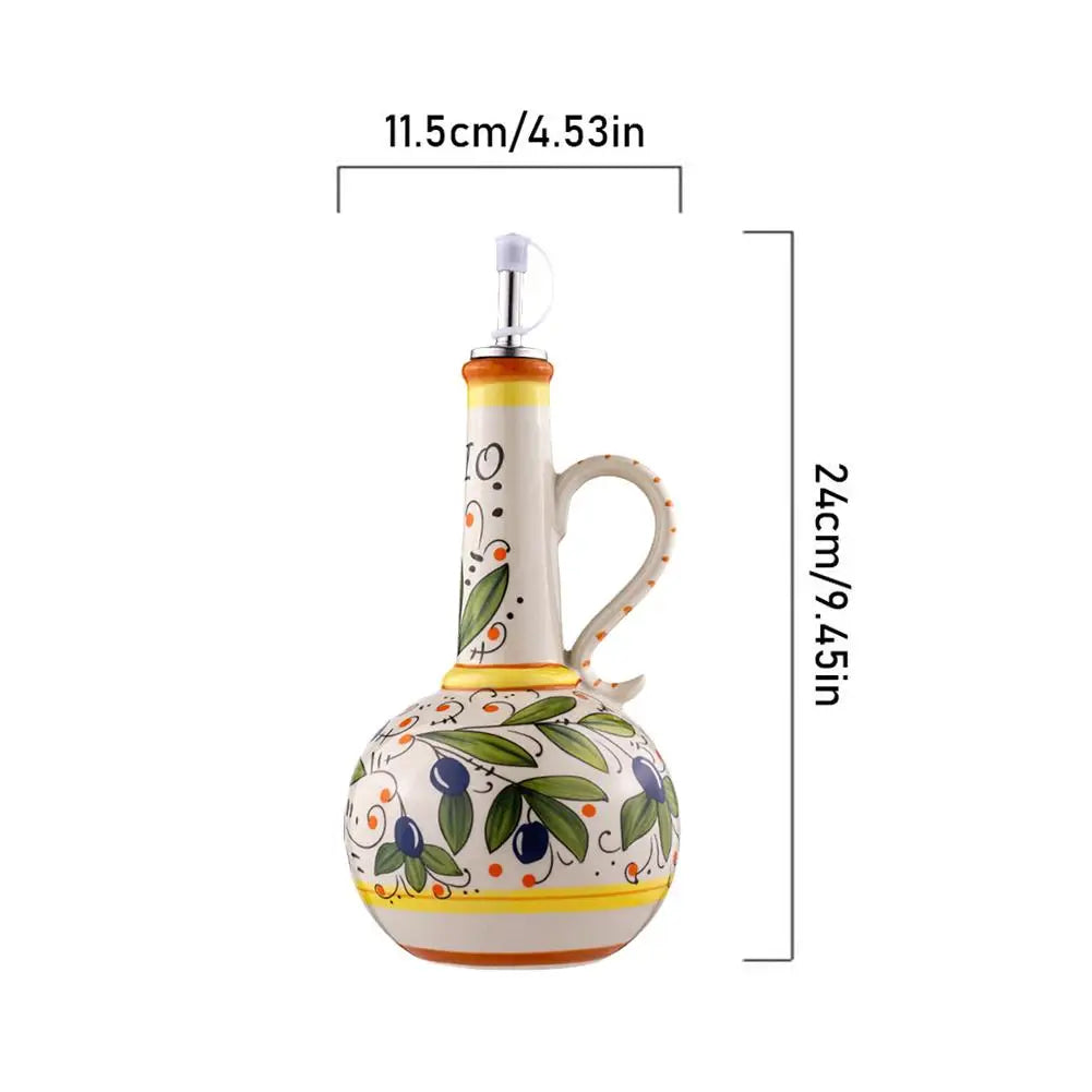 Tuscan Market Ceramic Oil Bottle – Decorative Olive Oil & Vinegar Dispenser
