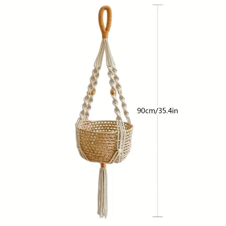 Boho Macrame Hanging Rope – Adjustable Cotton Plant Hanger for Baskets & Pots