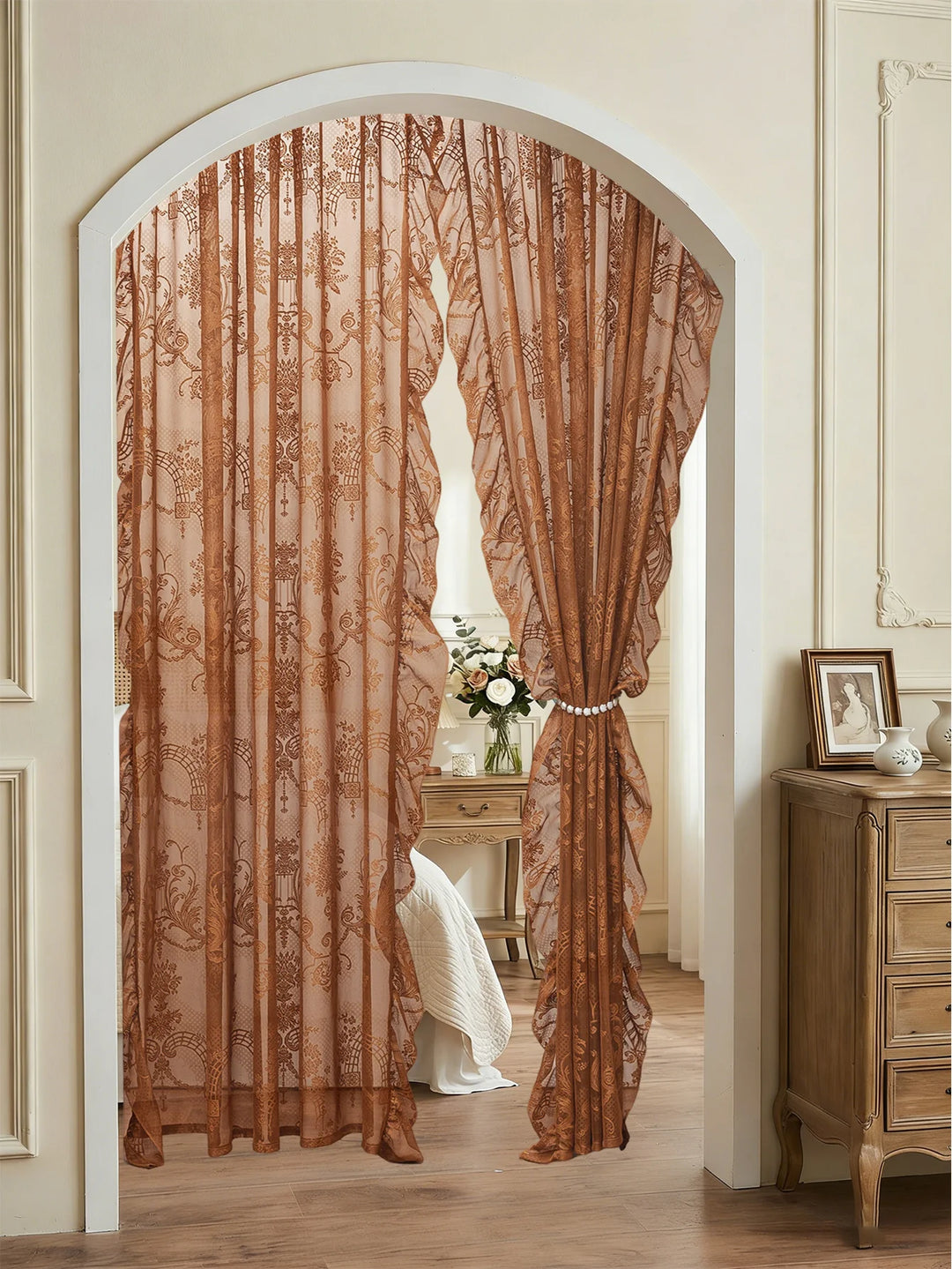 Brielle Lace Window Curtain | Ornate Floral Sheer Curtain Panel