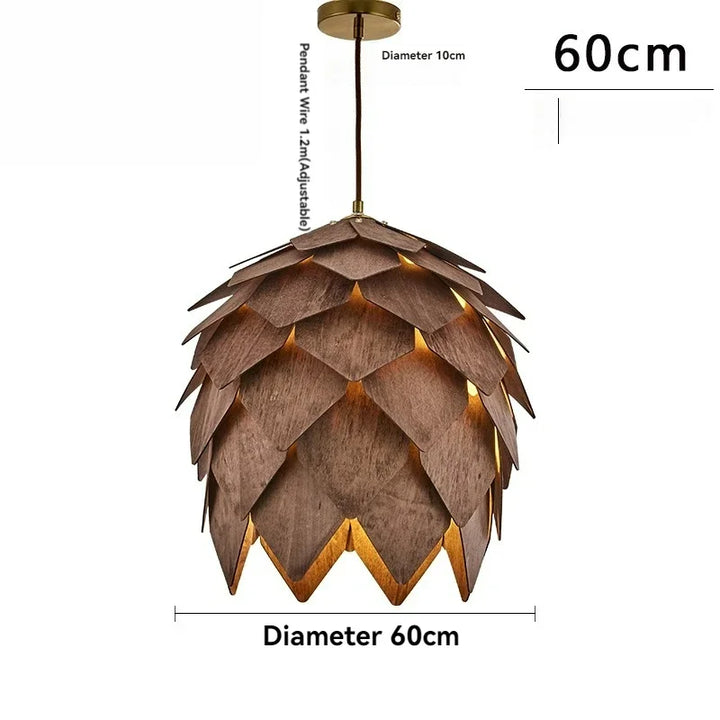 Wooden Pine Cone Pendant Light