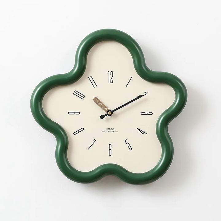 Bloomi Whimsical Scalloped Wall Clock, Flower Silhouette with Swinging Pendulum