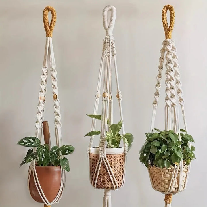 Boho Macrame Hanging Rope – Adjustable Cotton Plant Hanger for Baskets & Pots