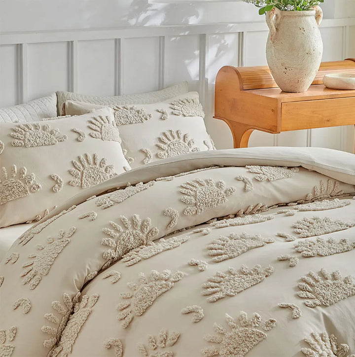 Florin Tufted Duvet Cover Set – Textured Botanical Bedding Collection