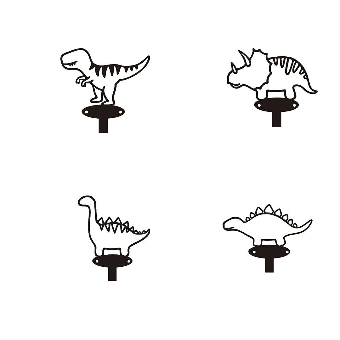 Rawrix | Cartoon Dinosaur Metal Wall Hooks Set of 4 Kids Room Decor
