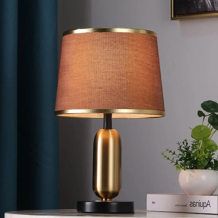 Capsule Base Table Lamp with Linen Shade – Modern Bedside & Living Room Light