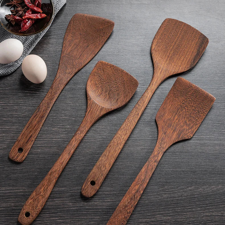 Rustic Cedar Kitchen 6-Piece Wooden Cooking Utensil Set | Natural Cooking Set