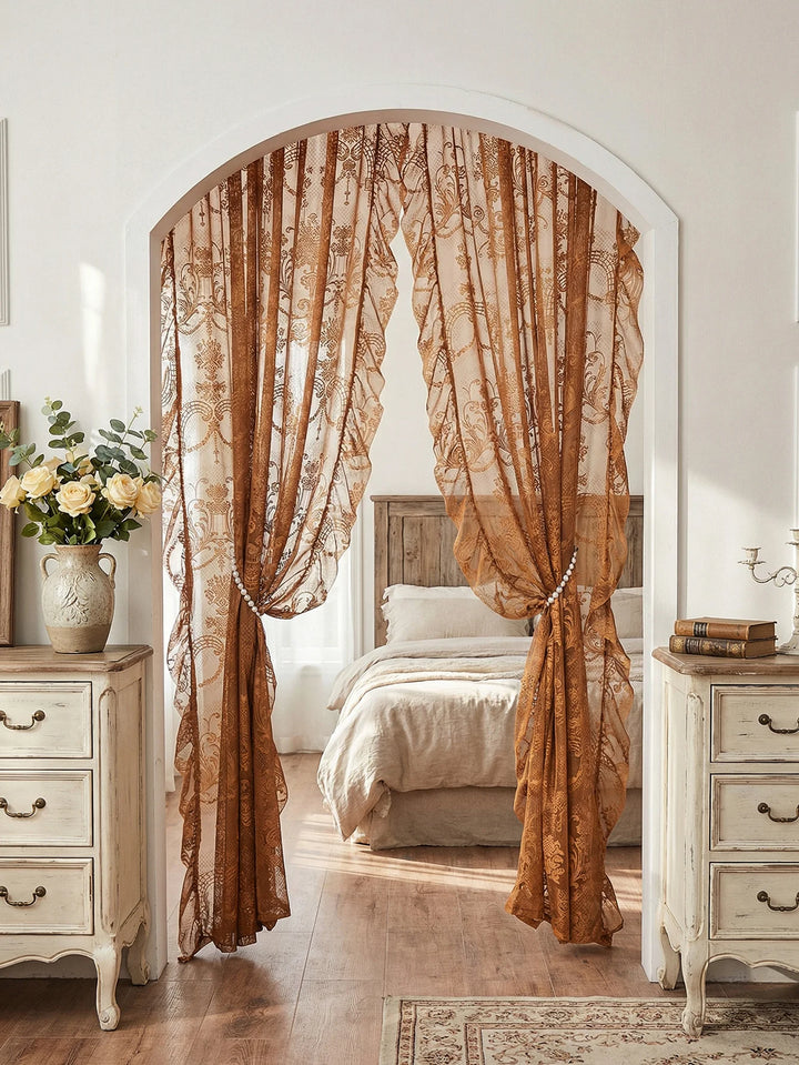 Brielle Lace Window Curtain | Ornate Floral Sheer Curtain Panel