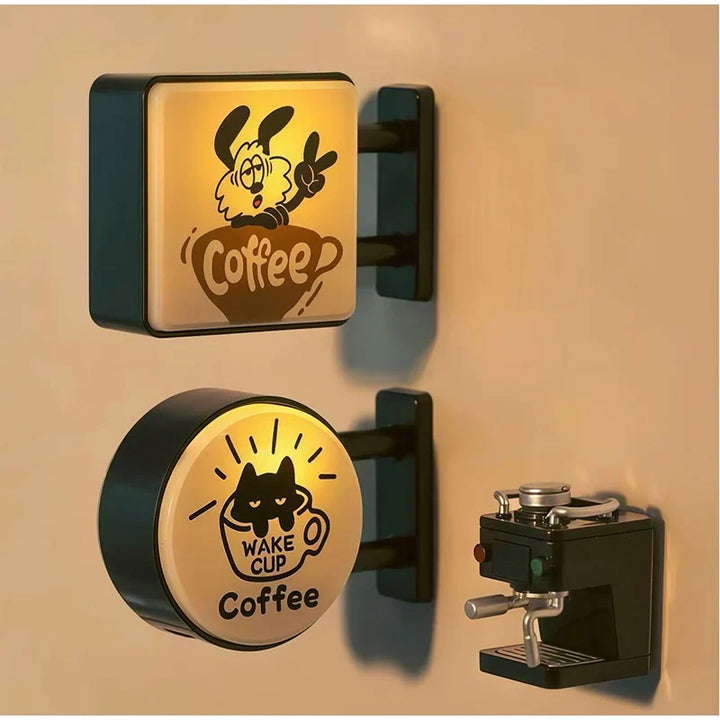 Coffee Corner Mini Light Sign – Retro Fridge Magnet Glow Decor