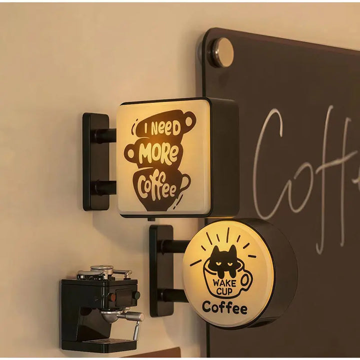 Coffee Corner Mini Light Sign – Retro Fridge Magnet Glow Decor