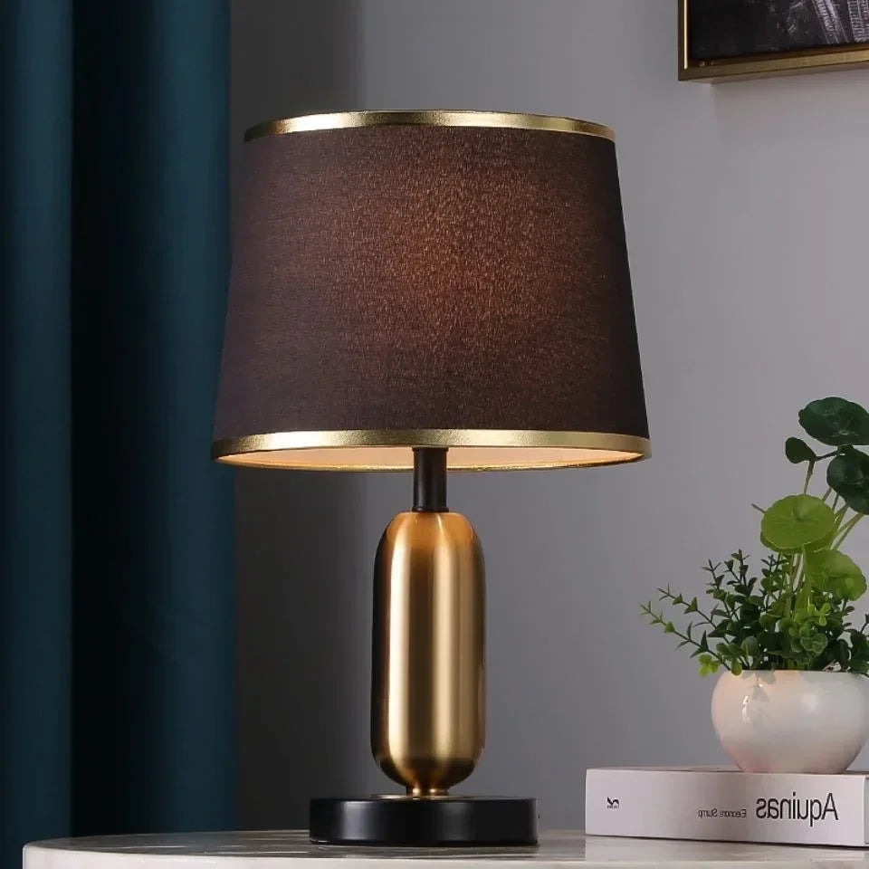 Capsule Base Table Lamp with Linen Shade – Modern Bedside & Living Room Light
