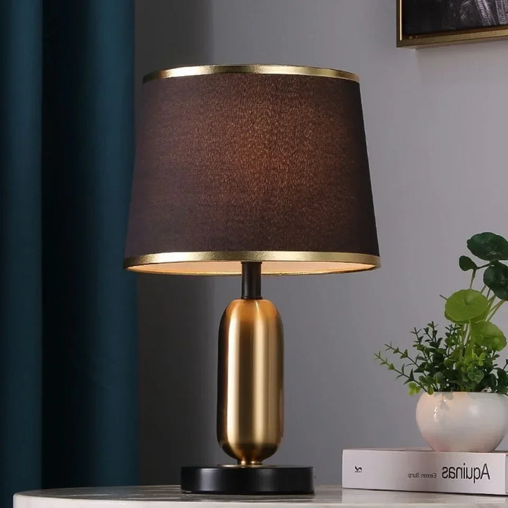 Capsule Base Table Lamp with Linen Shade – Modern Bedside & Living Room Light