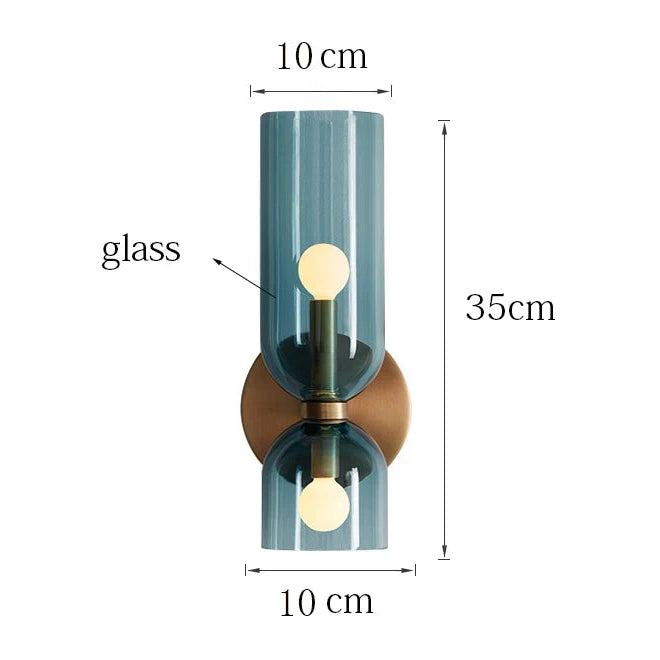 Linea Duo Glass Wall Sconce – Dual Cylinder Accent Light with Metal Base