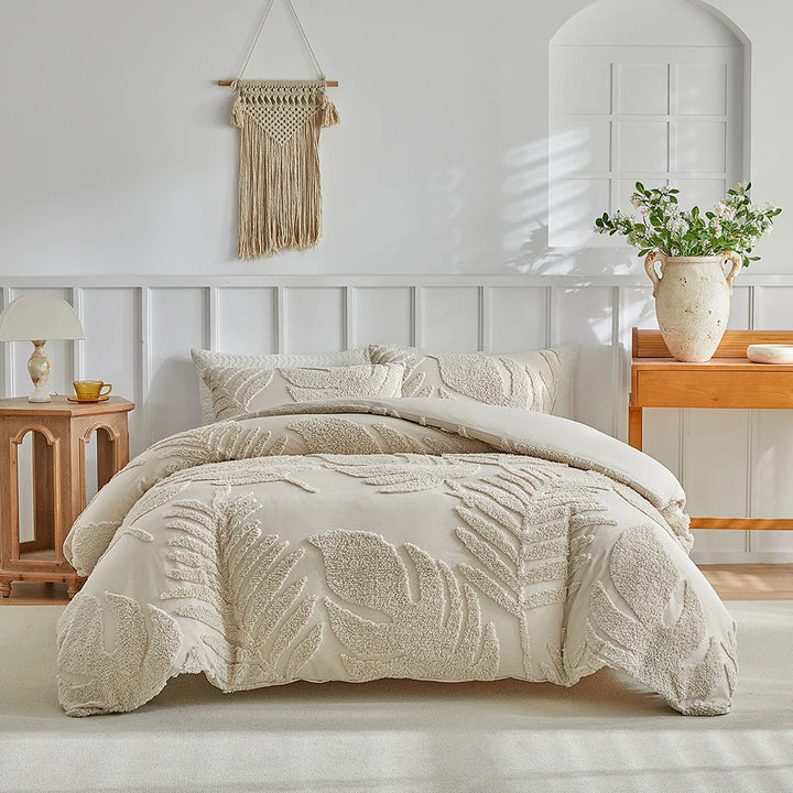 Florin Tufted Duvet Cover Set – Textured Botanical Bedding Collection
