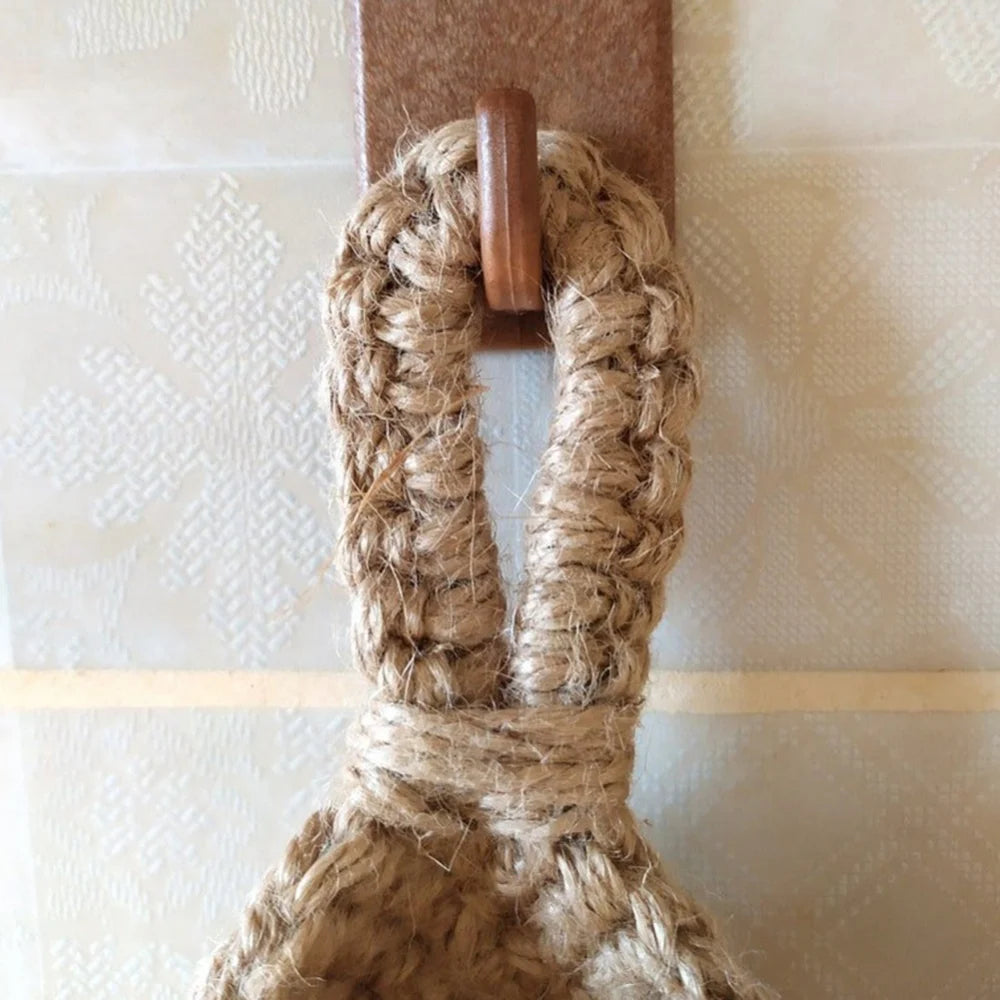 Rustic Jute Hanging Storage Basket – Wall-Mounted Holder for Fruit, Veg & Planters