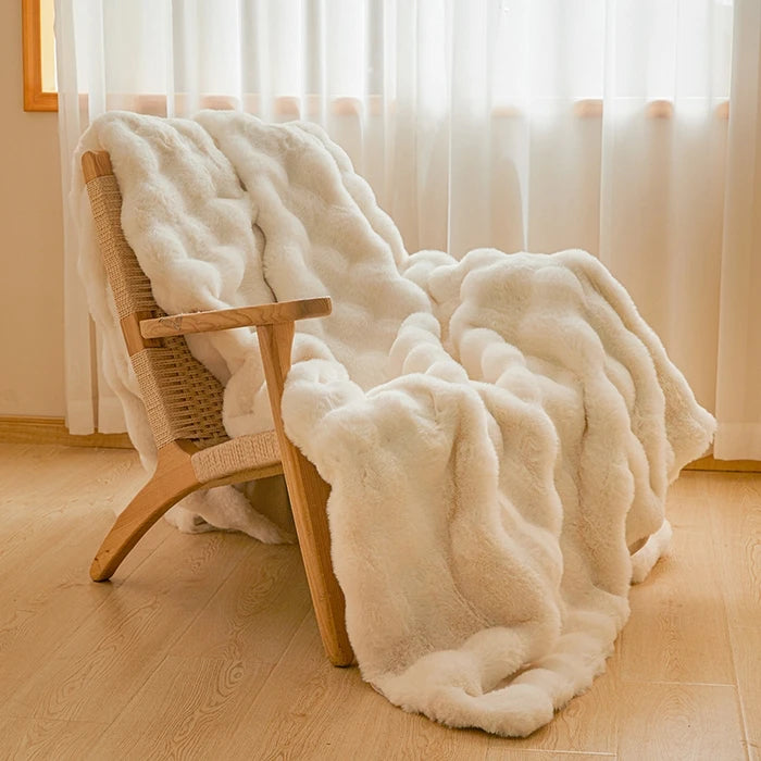 Aire Plush Faux Rabbit Fur Throw Blanket