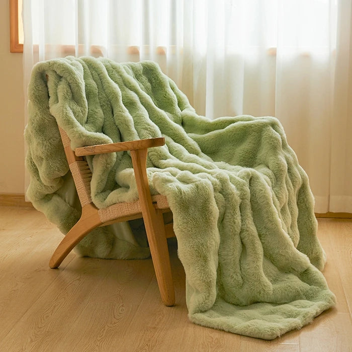 Aire Plush Faux Rabbit Fur Throw Blanket