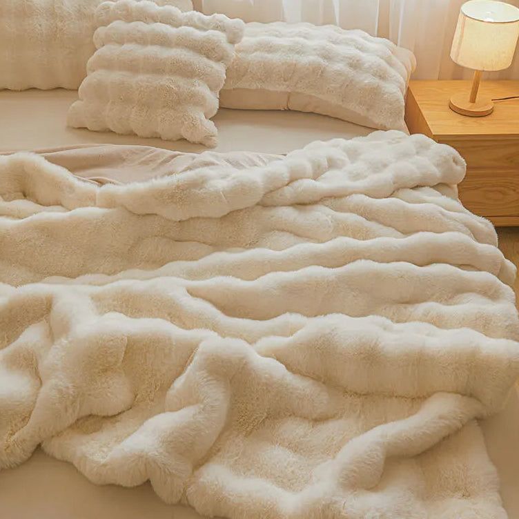 Aire Plush Faux Rabbit Fur Throw Blanket