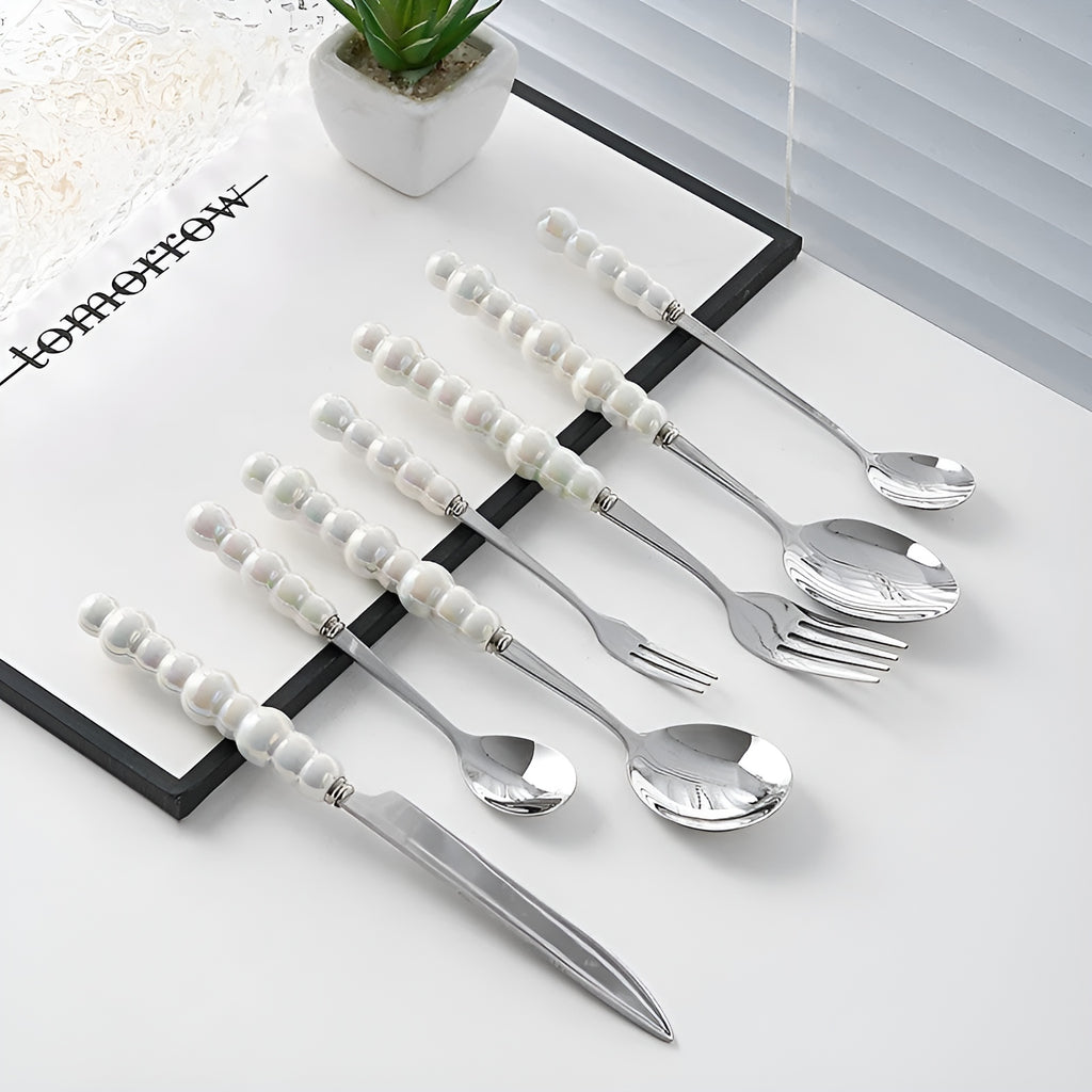 Pearl-Handle Stainless Steel Flatware Set