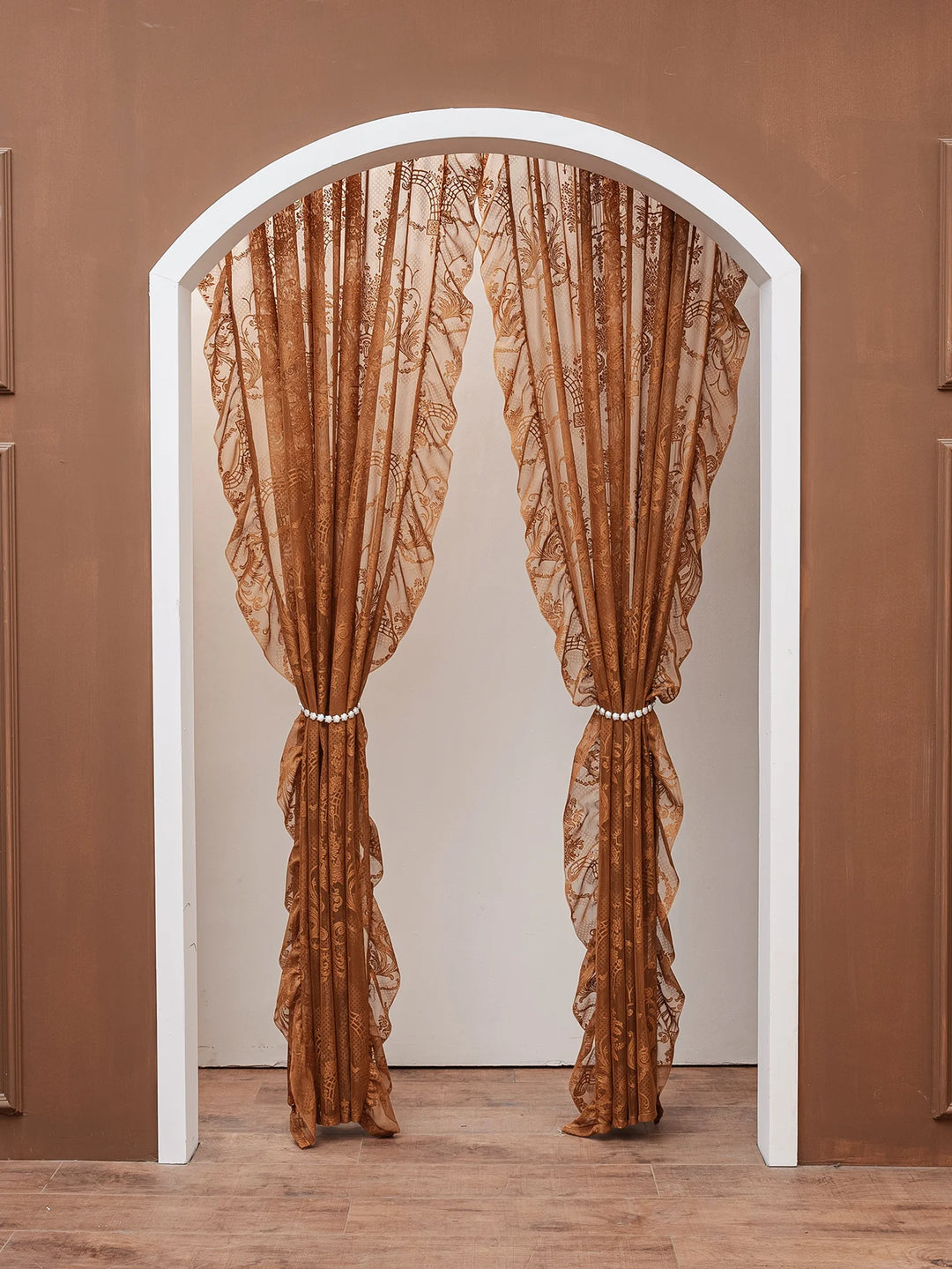 Brielle Lace Window Curtain | Ornate Floral Sheer Curtain Panel