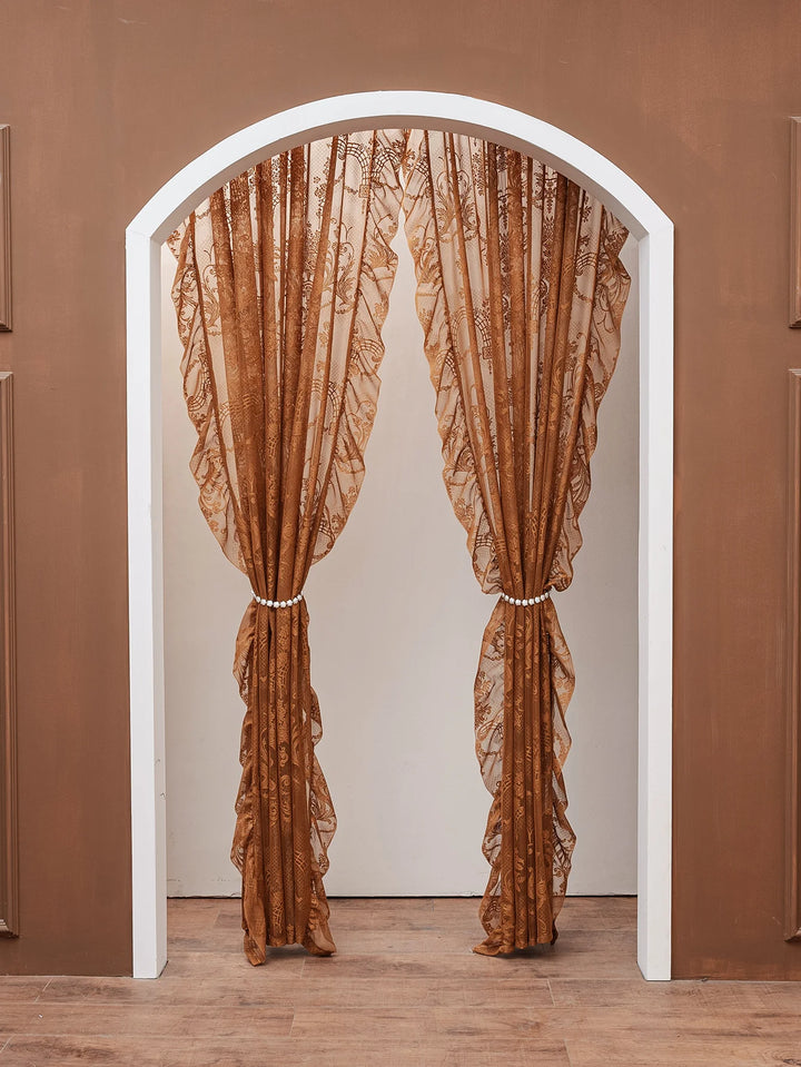 Brielle Lace Window Curtain | Ornate Floral Sheer Curtain Panel