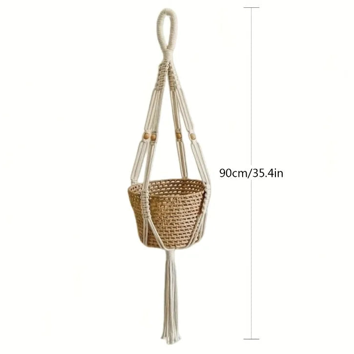 Boho Macrame Hanging Rope – Adjustable Cotton Plant Hanger for Baskets & Pots