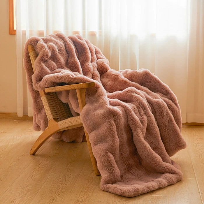 Aire Plush Faux Rabbit Fur Throw Blanket