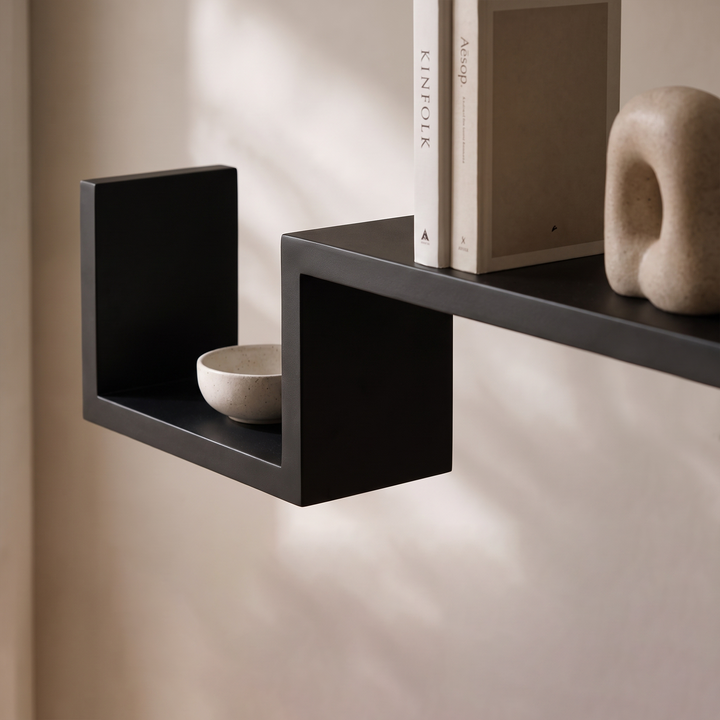 Kelby | Minimalist Wood S-Curve Wall Shelf for Books and Decor