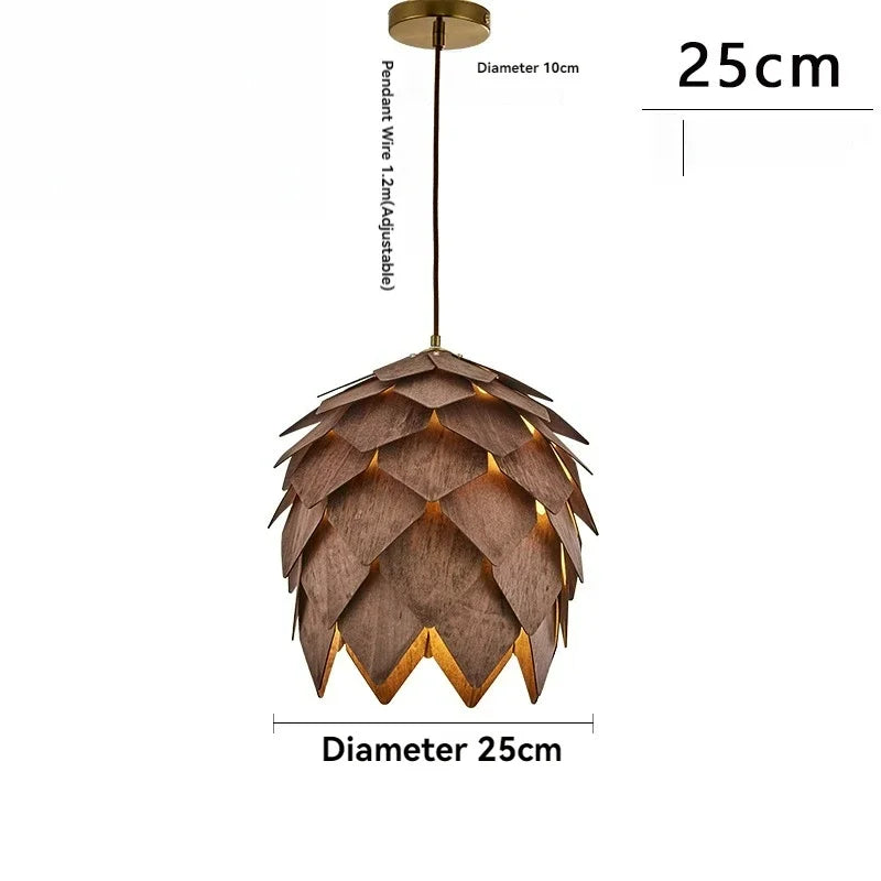 Wooden Pine Cone Pendant Light