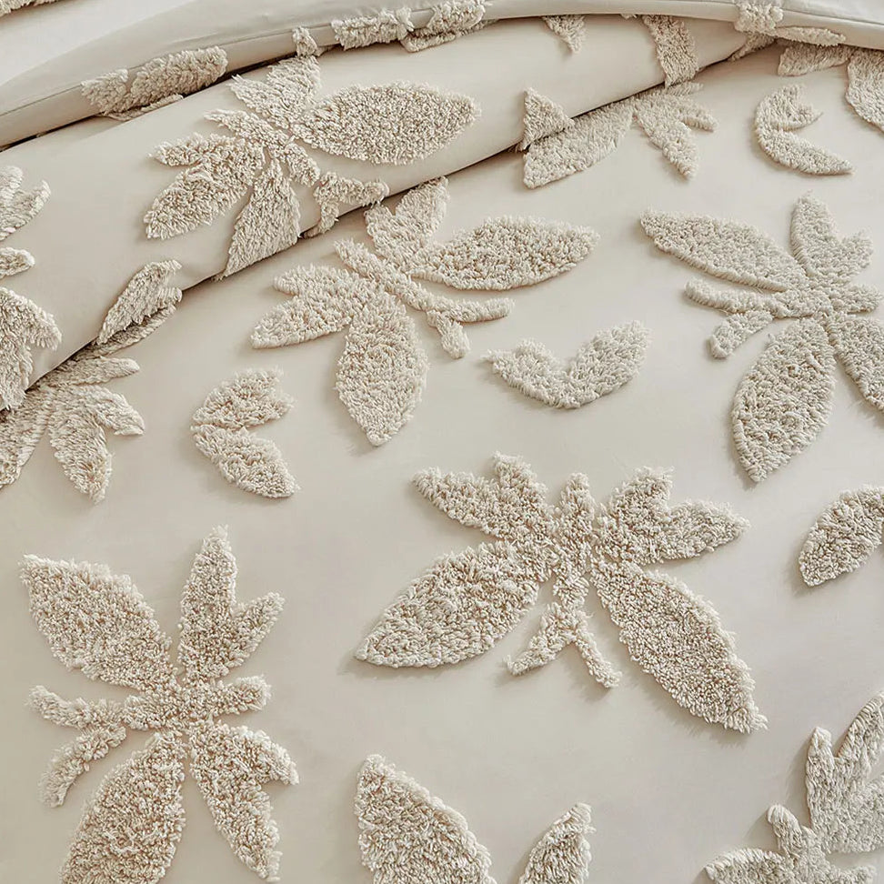 Florin Tufted Duvet Cover Set – Textured Botanical Bedding Collection