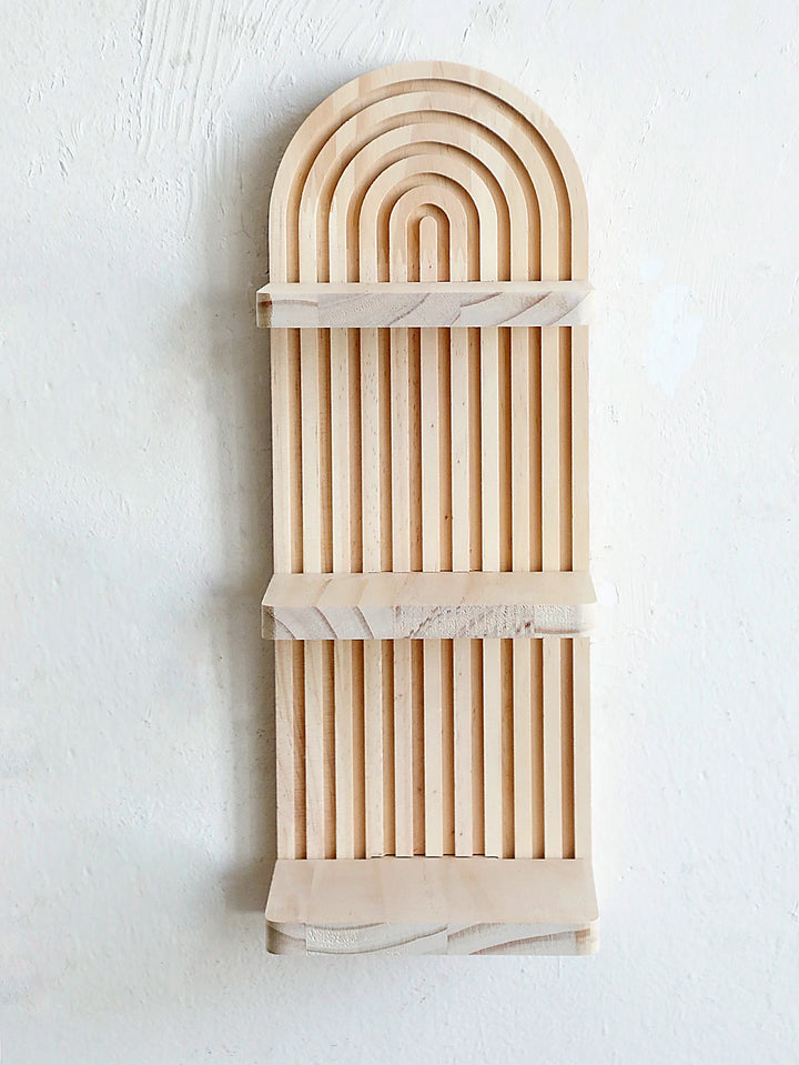 Arch Wall Shelf – Boho 3-Tier Wooden Floating Wall Shelves for Decor & Display