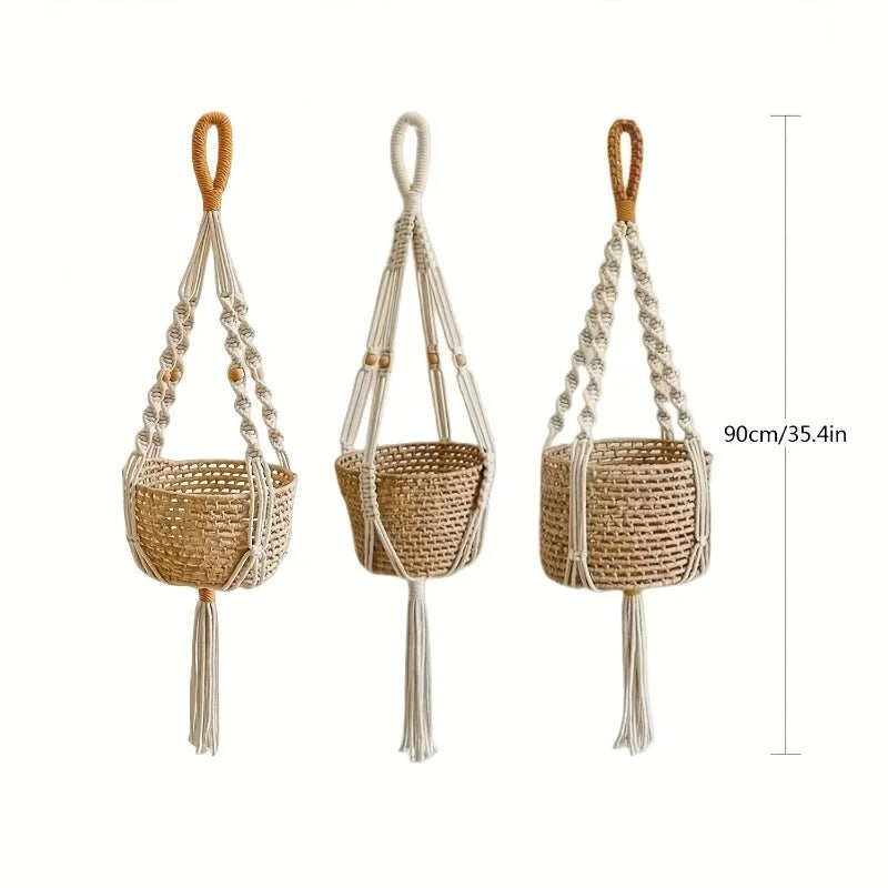 Boho Macrame Hanging Rope – Adjustable Cotton Plant Hanger for Baskets & Pots
