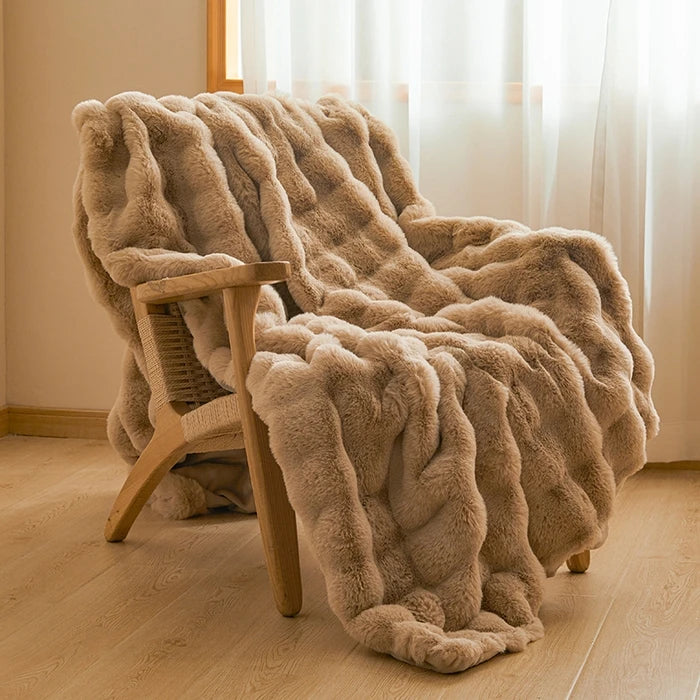 Aire Plush Faux Rabbit Fur Throw Blanket