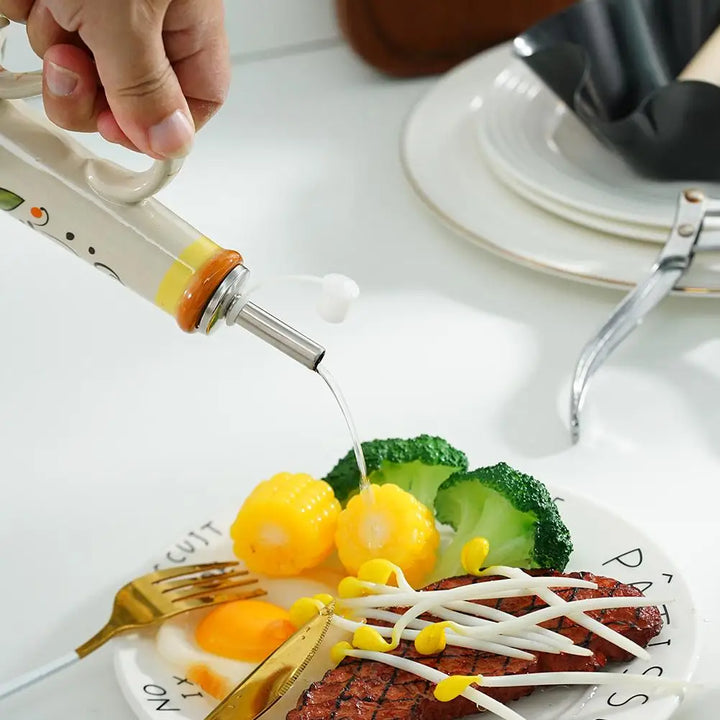 Tuscan Market Ceramic Oil Bottle – Decorative Olive Oil & Vinegar Dispenser