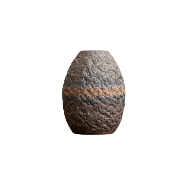 Terra Ridge Textured Ceramic Vase – Sculptural Stoneware Accent Vases in Earth Tones
