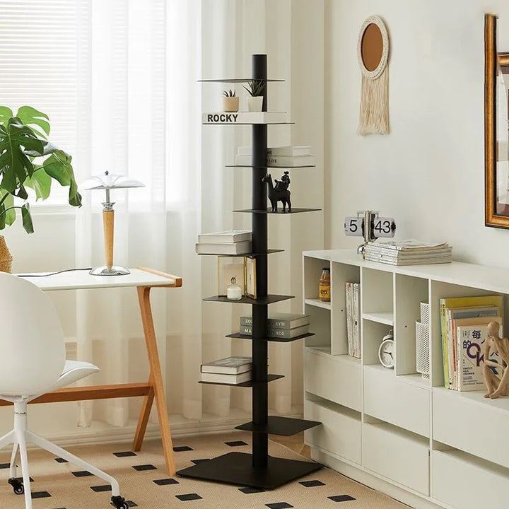 Novo Tower Shelf | Slim Rotating Metal Bookshelf