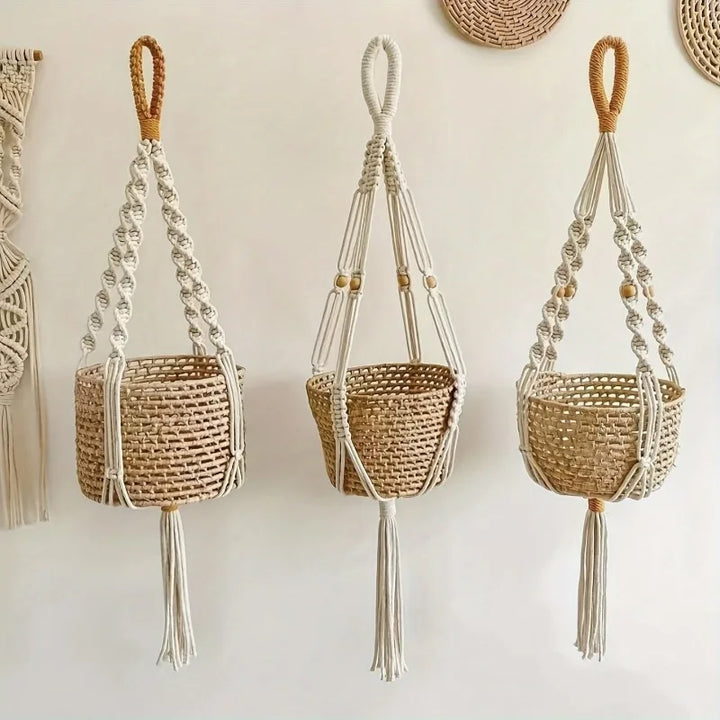 Boho Macrame Hanging Rope – Adjustable Cotton Plant Hanger for Baskets & Pots