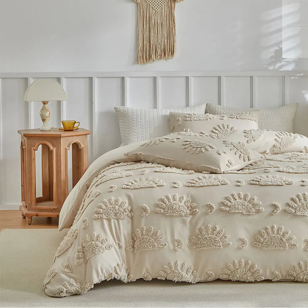 Florin Tufted Duvet Cover Set – Textured Botanical Bedding Collection