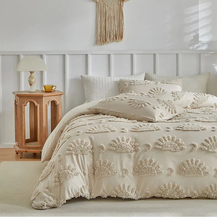 Florin Tufted Duvet Cover Set – Textured Botanical Bedding Collection