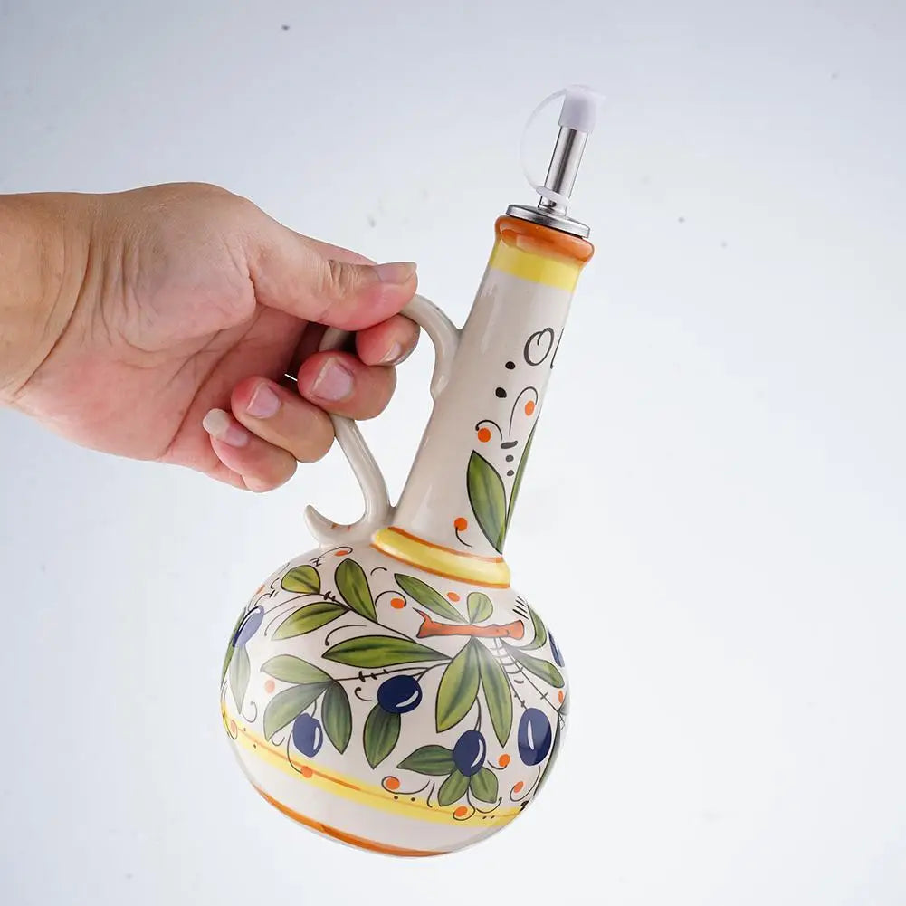 Tuscan Market Ceramic Oil Bottle – Decorative Olive Oil & Vinegar Dispenser