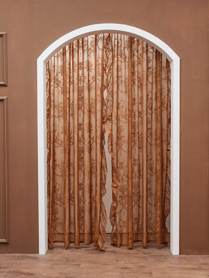 Brielle Lace Window Curtain | Ornate Floral Sheer Curtain Panel
