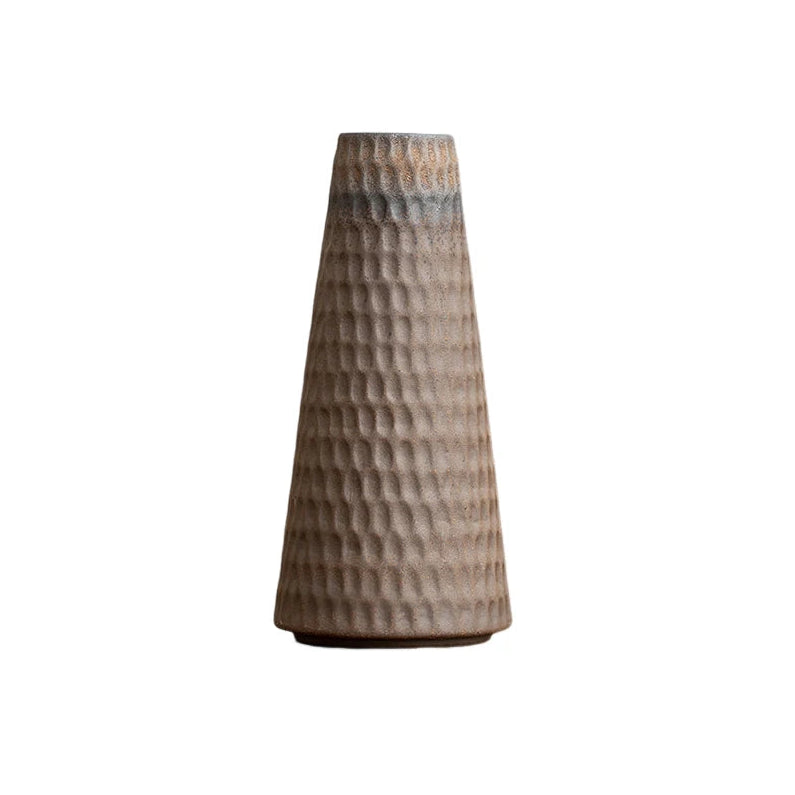 Terra Ridge Textured Ceramic Vase – Sculptural Stoneware Accent Vases in Earth Tones