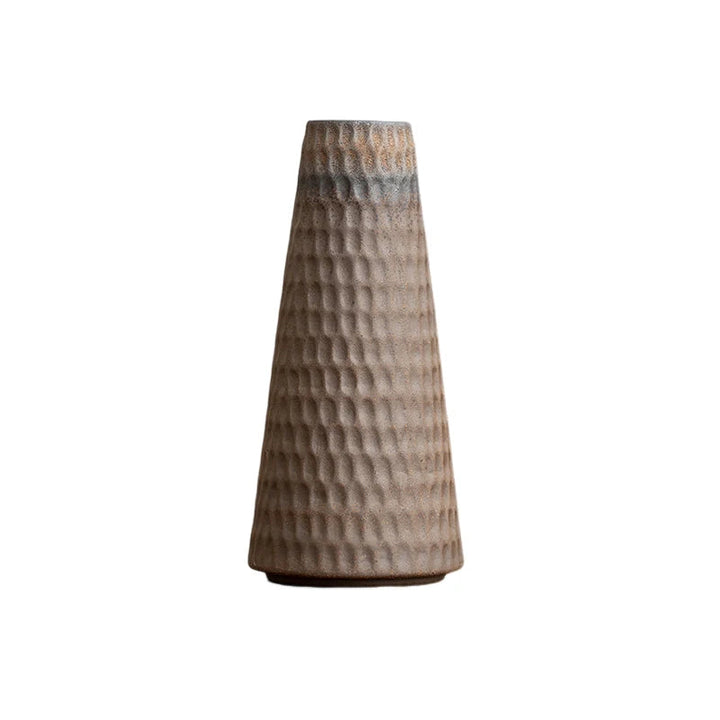 Terra Ridge Textured Ceramic Vase – Sculptural Stoneware Accent Vases in Earth Tones