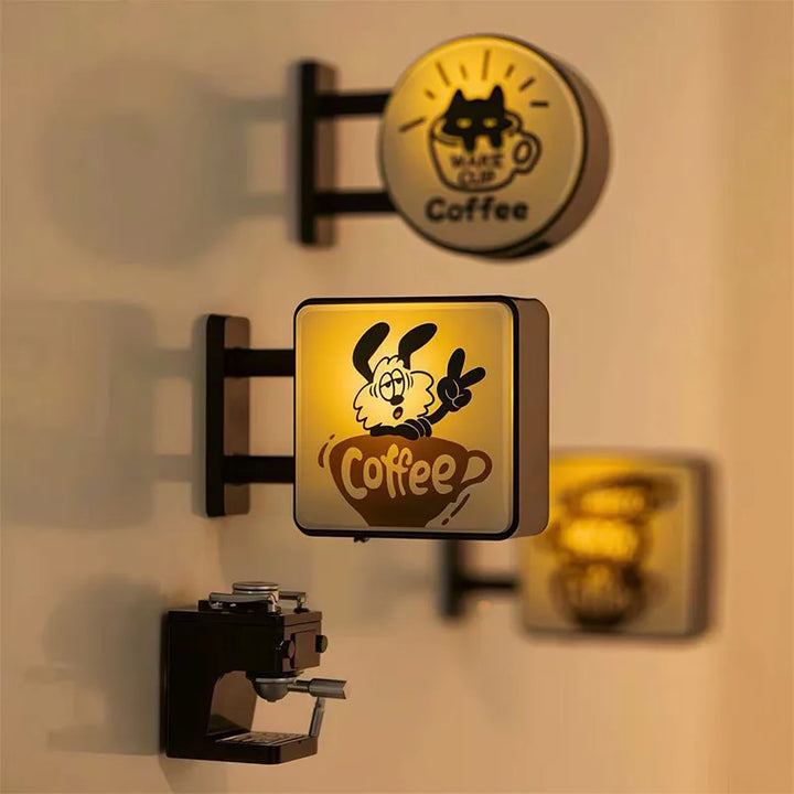 Coffee Corner Mini Light Sign – Retro Fridge Magnet Glow Decor