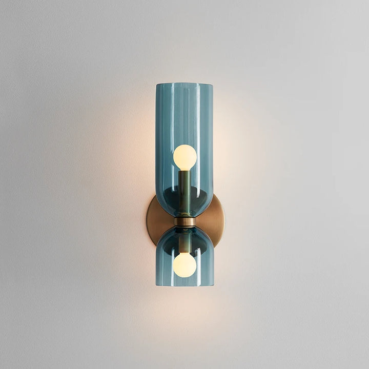 Linea Duo Glass Wall Sconce – Dual Cylinder Accent Light with Metal Base