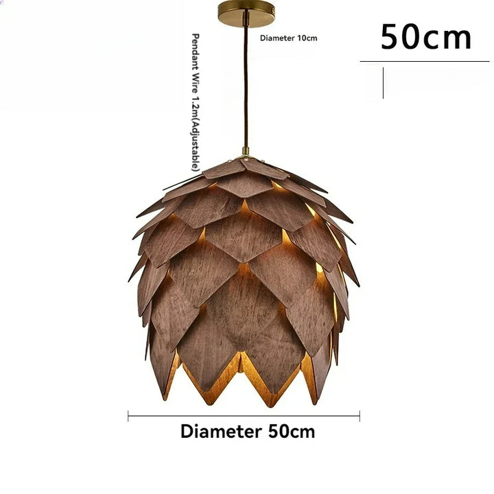 Wooden Pine Cone Pendant Light