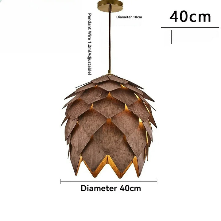Wooden Pine Cone Pendant Light